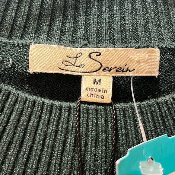 Les Serein Sebastiane Collegiate Casual Chic Pull on Sweater, Sz M, Green & Gray - Picture 3 of 7